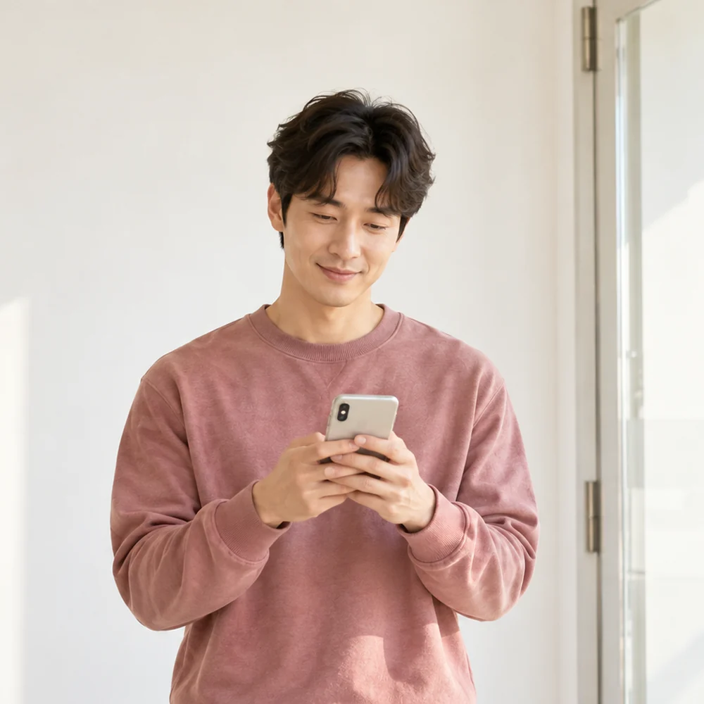 가게 계산대 앞에서 앞치마를 두르고 웃는 사장님